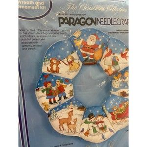 PARAGON NEEDLECRAFT Christmas Wreath and Ornaments SEWING KIT ONLY NOS Decor